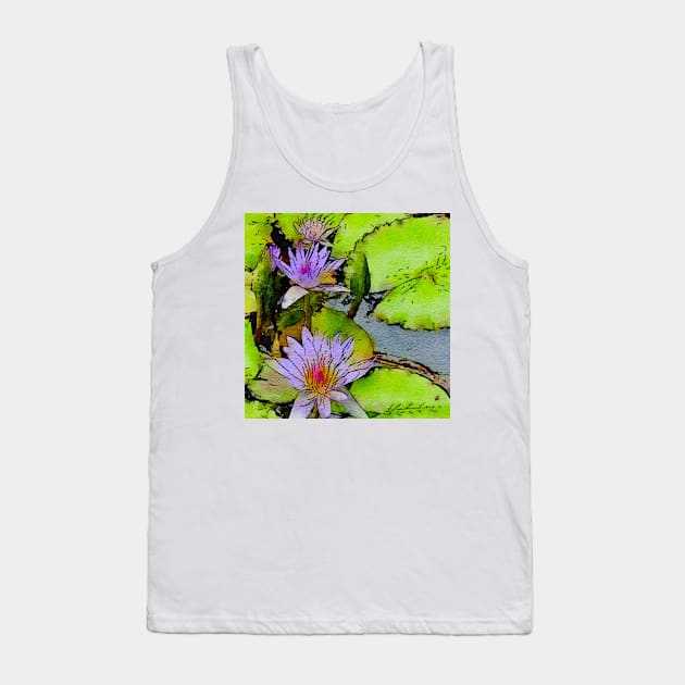 Lavender water lilies Tank Top by Dillyzip1202